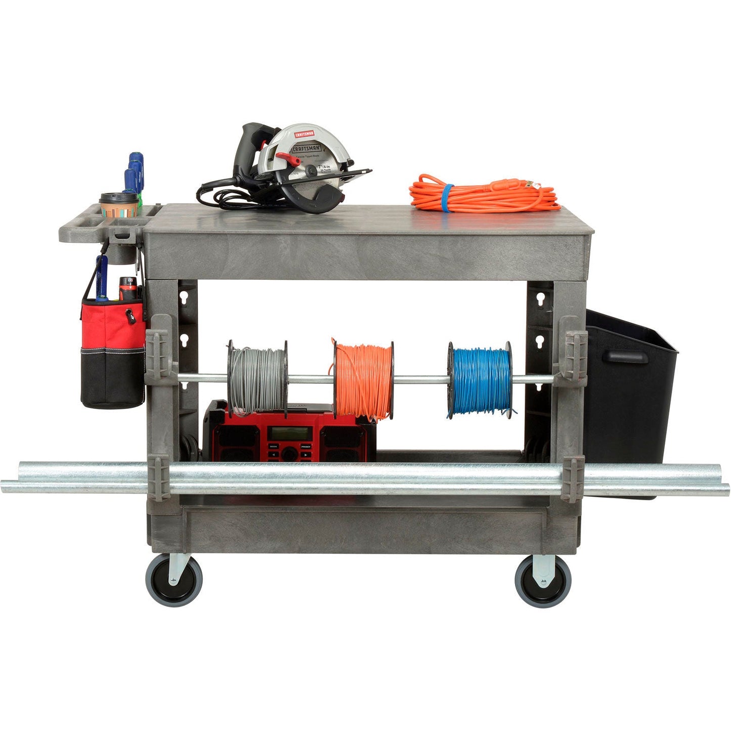 Global Industrial Flat Top Utility Cart w/2 Shelves, 44"L x 25 - 1/2"W x 32 - 1/2"H, Gray (GLB - 800298) - SchoolOutlet
