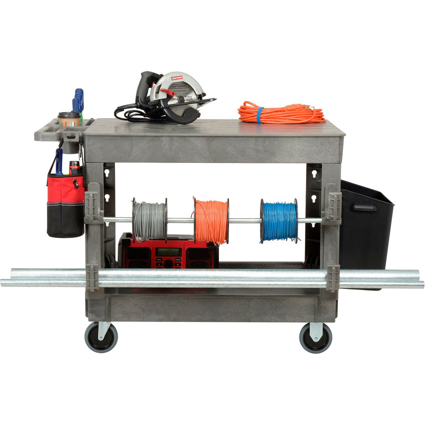 Global Industrial Flat Top Utility Cart w/2 Shelves, 44"L x 25 - 1/2"W x 32 - 1/2"H, Gray (GLB - 800298) - SchoolOutlet