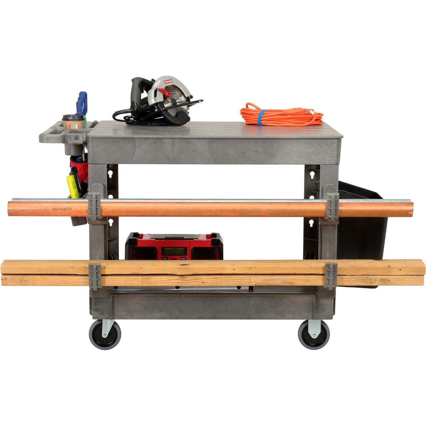 Global Industrial Flat Top Utility Cart w/2 Shelves, 44"L x 25 - 1/2"W x 32 - 1/2"H, Gray (GLB - 800298) - SchoolOutlet