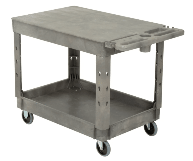 Global Industrial Flat Top Utility Cart w/2 Shelves, 44"L x 25 - 1/2"W x 32 - 1/2"H, Gray (GLB - 800298) - SchoolOutlet