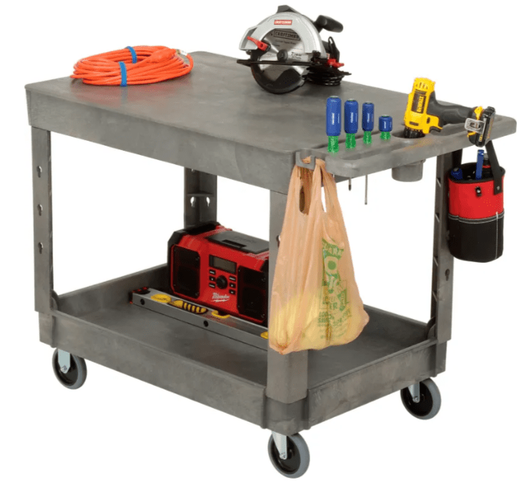 Global Industrial Flat Top Utility Cart w/2 Shelves, 44"L x 25 - 1/2"W x 32 - 1/2"H, Gray (GLB - 800298) - SchoolOutlet