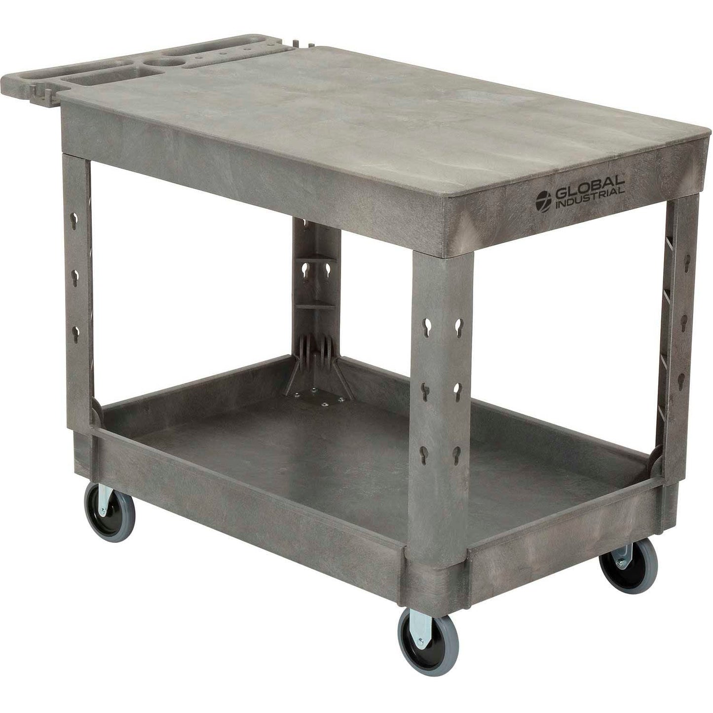 Global Industrial Flat Top Utility Cart w/2 Shelves, 44"L x 25 - 1/2"W x 32 - 1/2"H, Gray (GLB - 800298) - SchoolOutlet