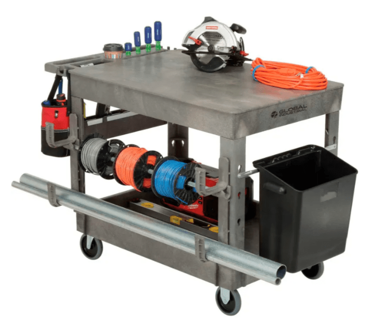 Global Industrial Flat Top Utility Cart w/2 Shelves, 44"L x 25 - 1/2"W x 32 - 1/2"H, Gray (GLB - 800298) - SchoolOutlet