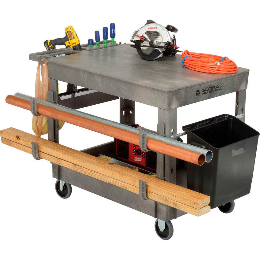 Global Industrial Flat Top Utility Cart w/2 Shelves, 44"L x 25 - 1/2"W x 32 - 1/2"H, Gray (GLB - 800298) - SchoolOutlet