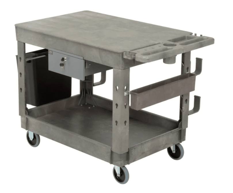 Global Industrial Flat Top Utility Cart w/2 Shelves, 44"L x 25 - 1/2"W x 32 - 1/2"H, Gray (GLB - 800298) - SchoolOutlet