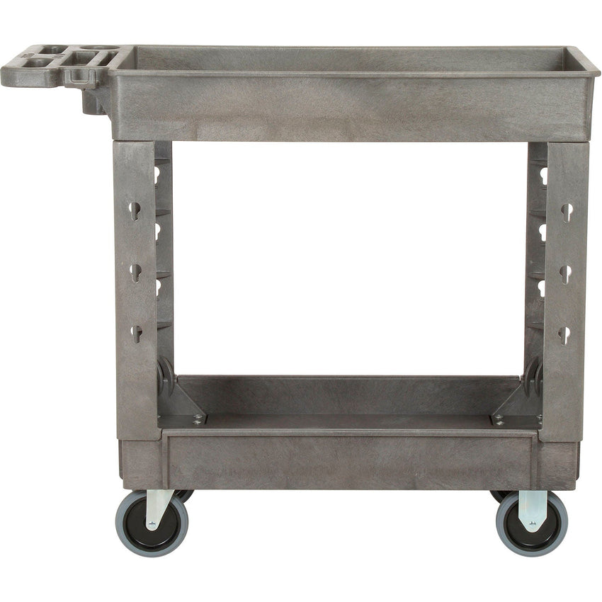 Global Industrial Utility Cart w/2 Shelves, 500 lb. Capacity, 38"L x 17 - 1/2"W x 32 - 1/2"H, Gray (GLB - 800299) - SchoolOutlet