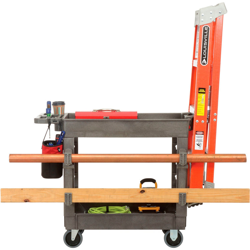 Global Industrial Utility Cart w/2 Shelves, 500 lb. Capacity, 38"L x 17 - 1/2"W x 32 - 1/2"H, Gray (GLB - 800299) - SchoolOutlet