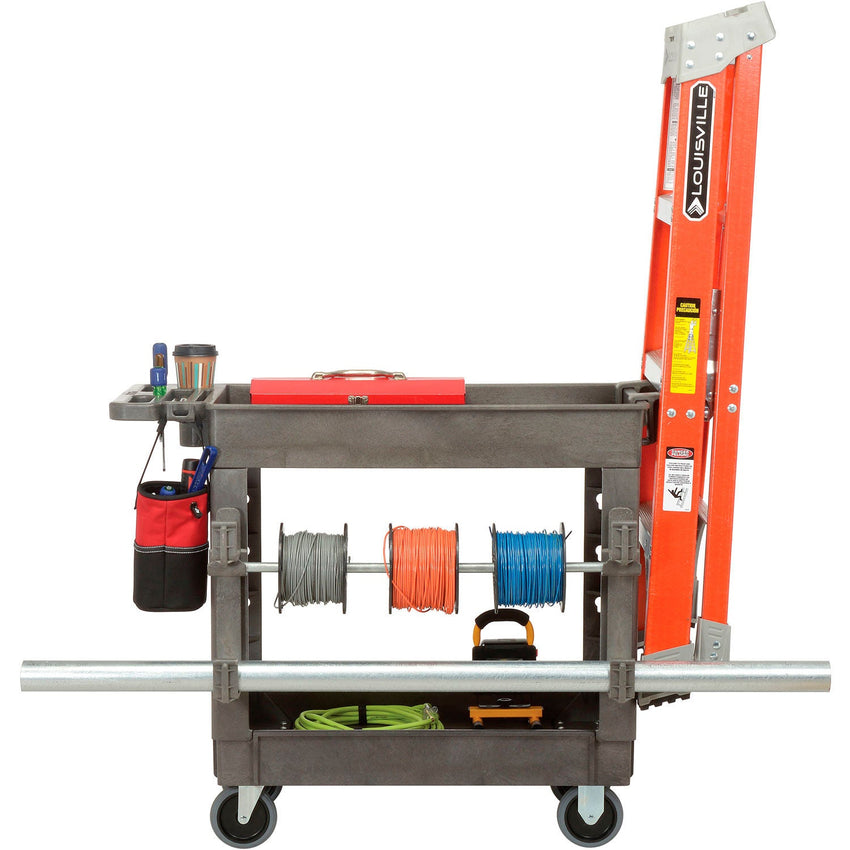 Global Industrial Utility Cart w/2 Shelves, 500 lb. Capacity, 38"L x 17 - 1/2"W x 32 - 1/2"H, Gray (GLB - 800299) - SchoolOutlet