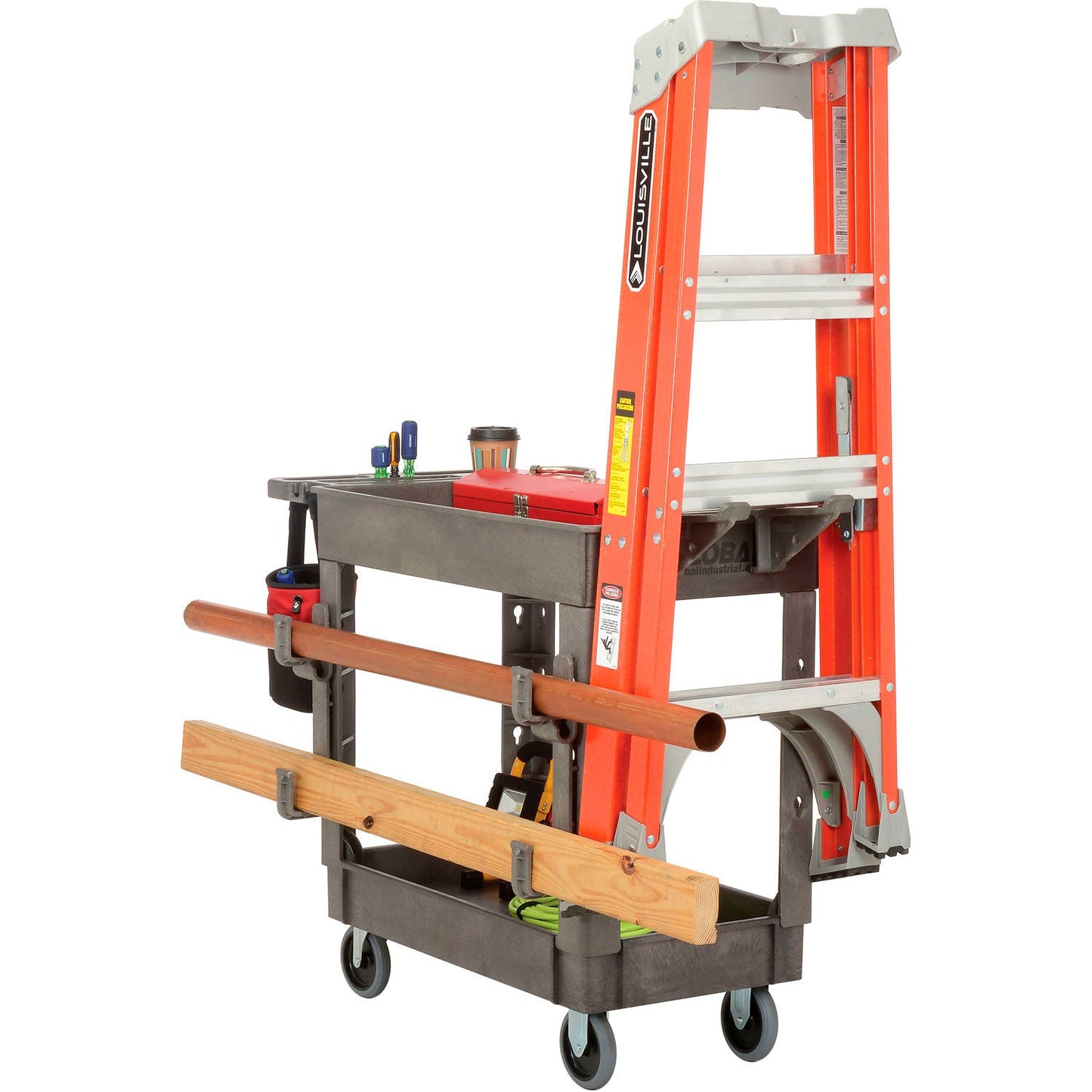 Global Industrial Utility Cart w/2 Shelves, 500 lb. Capacity, 38"L x 17 - 1/2"W x 32 - 1/2"H, Gray (GLB - 800299) - SchoolOutlet