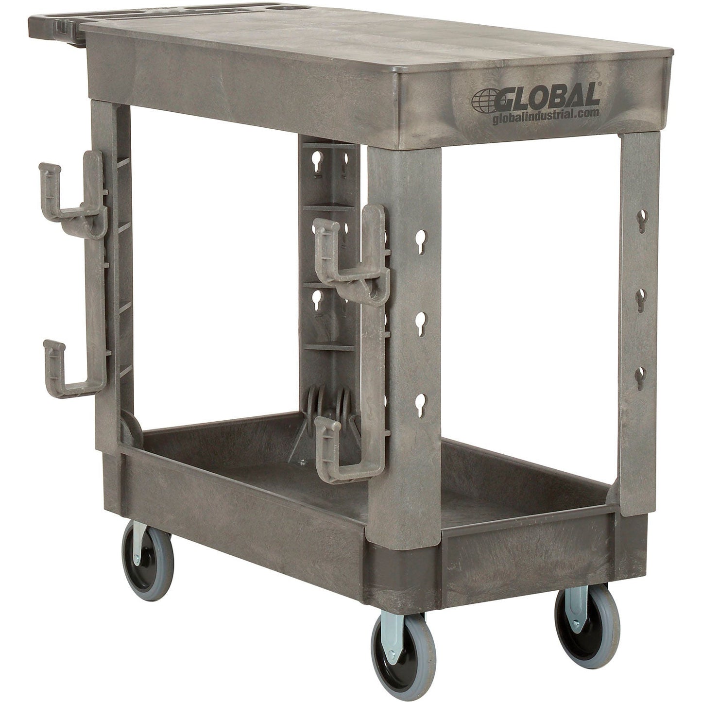 Global Industrial Flat Top Utility Cart w/2 Shelves, 38"L x 17 - 1/2"W x 32 - 1/2"H, Gray (GLB - 800300) - SchoolOutlet