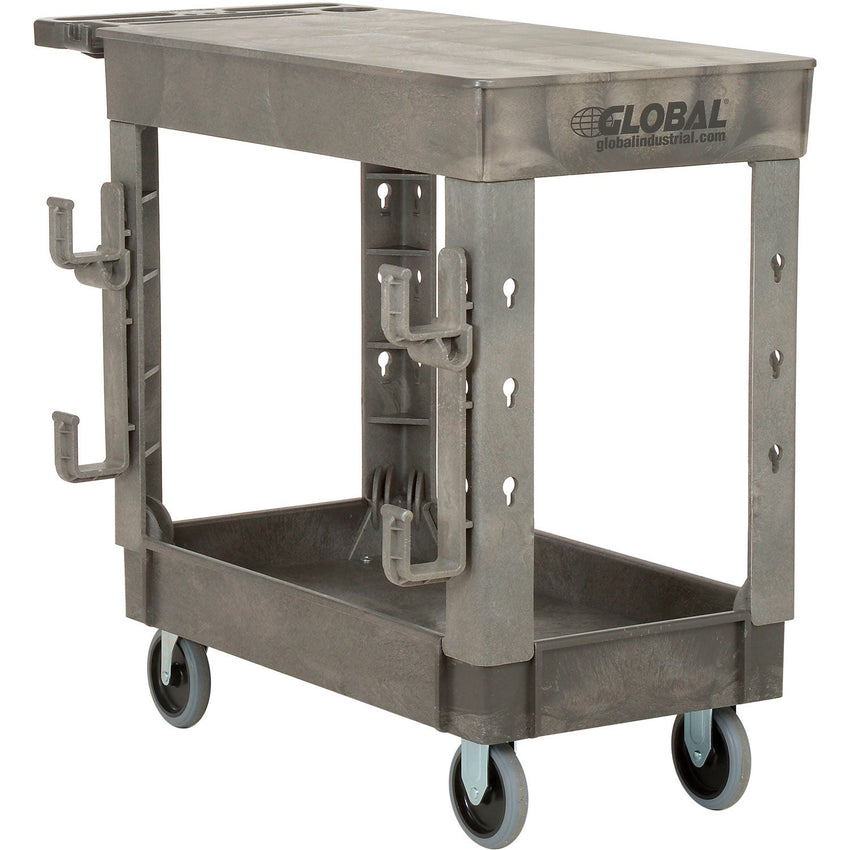 Global Industrial Flat Top Utility Cart w/2 Shelves, 38"L x 17 - 1/2"W x 32 - 1/2"H, Gray (GLB - 800300) - SchoolOutlet