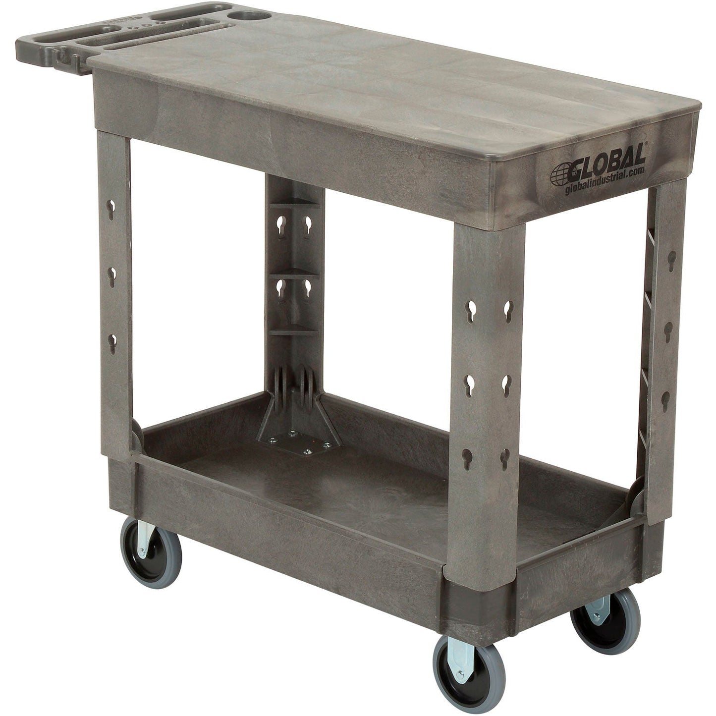 Global Industrial Flat Top Utility Cart w/2 Shelves, 38"L x 17 - 1/2"W x 32 - 1/2"H, Gray (GLB - 800300) - SchoolOutlet