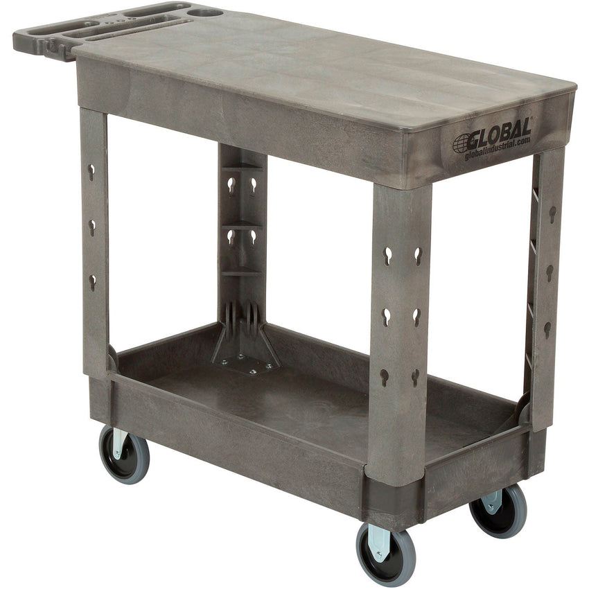 Global Industrial Flat Top Utility Cart w/2 Shelves, 38"L x 17 - 1/2"W x 32 - 1/2"H, Gray (GLB - 800300) - SchoolOutlet