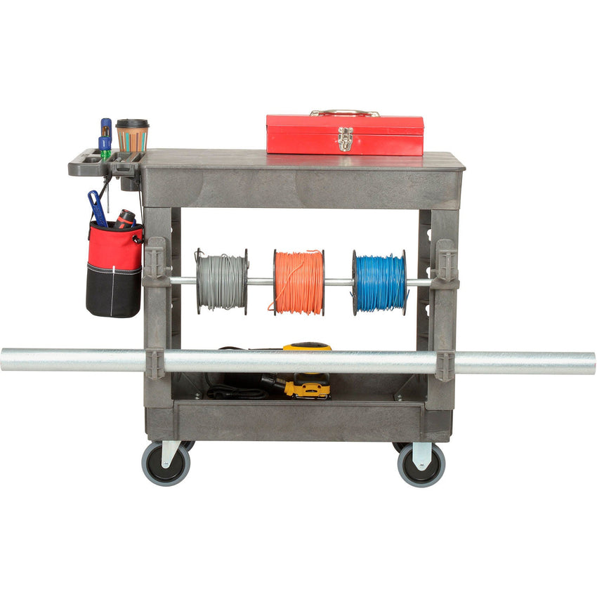 Global Industrial Flat Top Utility Cart w/2 Shelves, 38"L x 17 - 1/2"W x 32 - 1/2"H, Gray (GLB - 800300) - SchoolOutlet