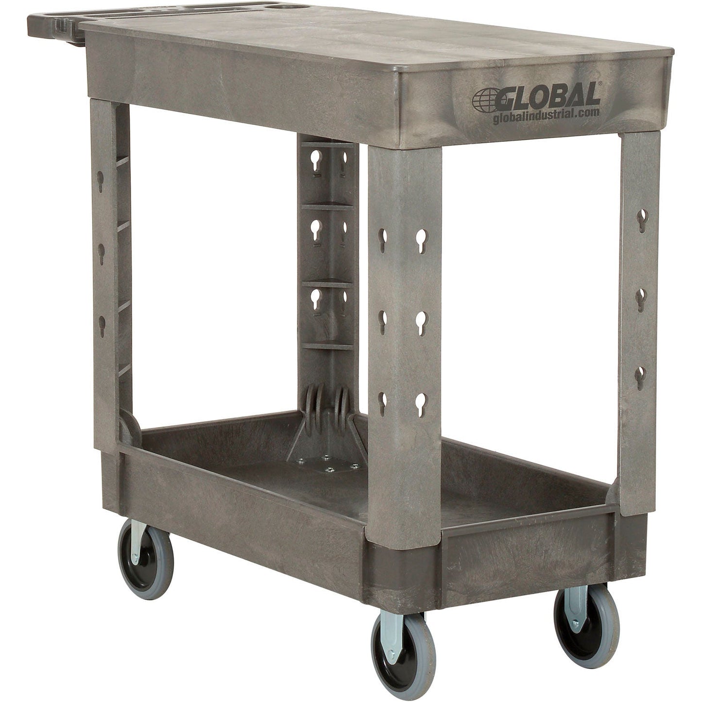 Global Industrial Flat Top Utility Cart w/2 Shelves, 38"L x 17 - 1/2"W x 32 - 1/2"H, Gray (GLB - 800300) - SchoolOutlet