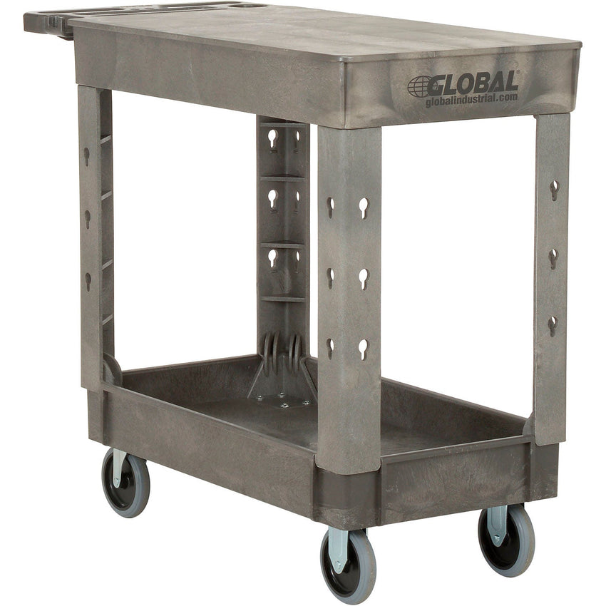 Global Industrial Flat Top Utility Cart w/2 Shelves, 38"L x 17 - 1/2"W x 32 - 1/2"H, Gray (GLB - 800300) - SchoolOutlet