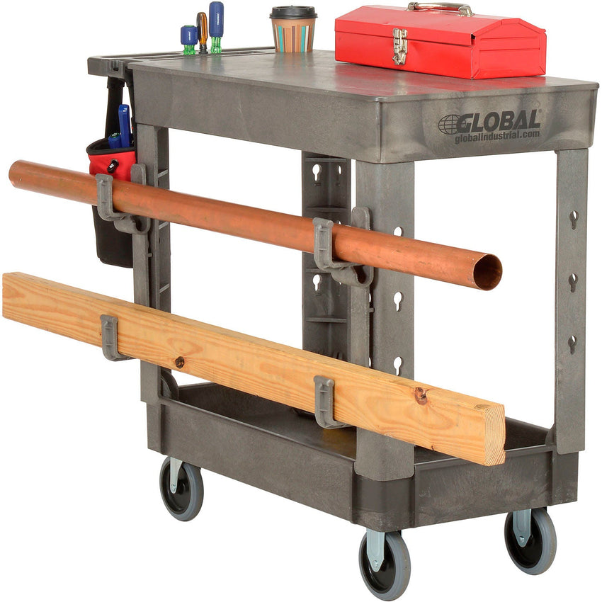 Global Industrial Flat Top Utility Cart w/2 Shelves, 38"L x 17 - 1/2"W x 32 - 1/2"H, Gray (GLB - 800300) - SchoolOutlet