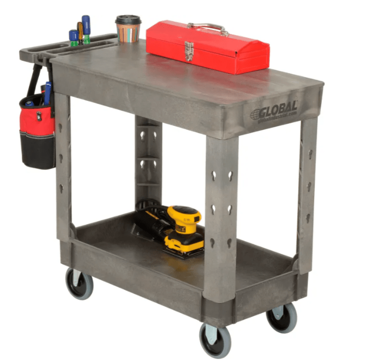 Global Industrial Flat Top Utility Cart w/2 Shelves, 38"L x 17 - 1/2"W x 32 - 1/2"H, Gray (GLB - 800300) - SchoolOutlet