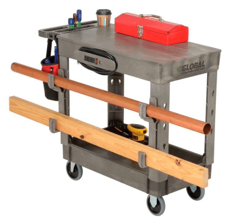 Global Industrial Flat Top Utility Cart w/2 Shelves, 38"L x 17 - 1/2"W x 32 - 1/2"H, Gray (GLB - 800300) - SchoolOutlet