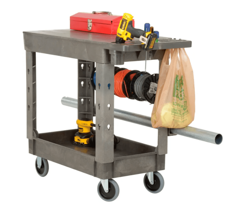Global Industrial Flat Top Utility Cart w/2 Shelves, 38"L x 17 - 1/2"W x 32 - 1/2"H, Gray (GLB - 800300) - SchoolOutlet