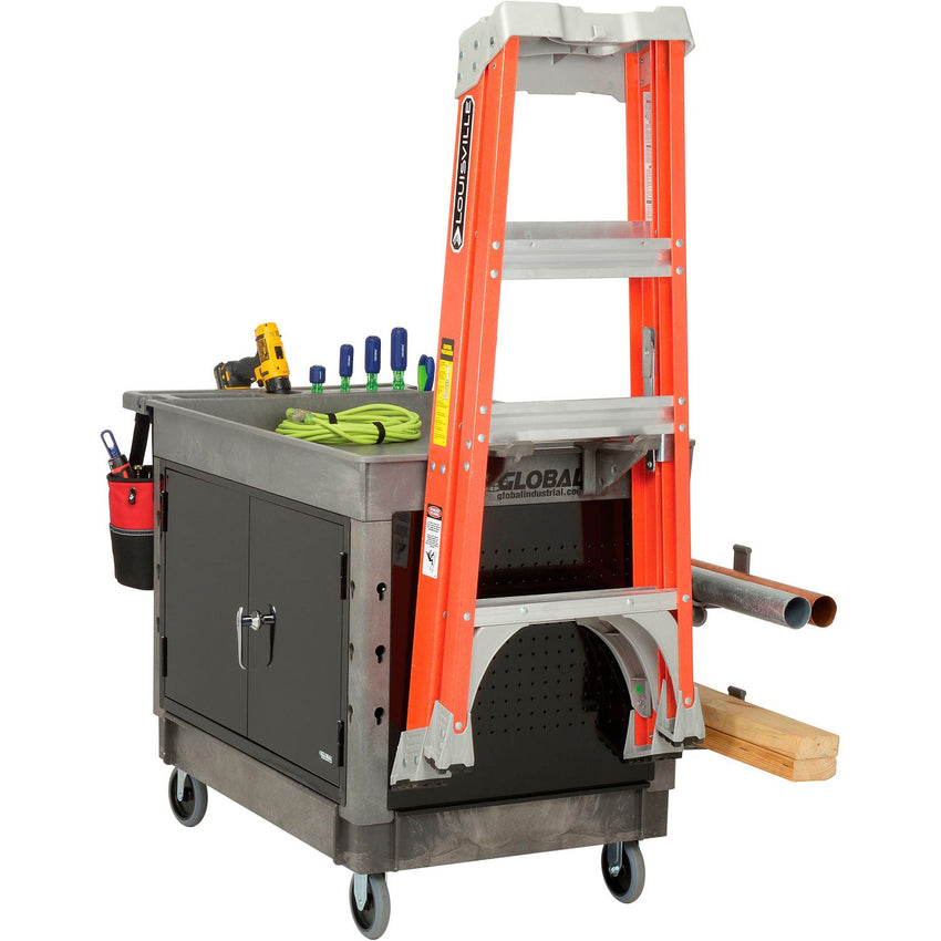 Global Industrial Utility Cart w/2 Tray Shelves & 5" Casters, 44"L x 25 - 1/2"W x 32 - 1/2"H (GLB - 800305) - SchoolOutlet