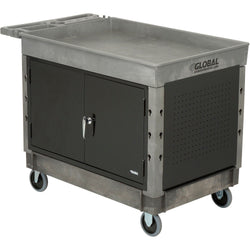 Global Industrial Utility Cart w/2 Tray Shelves & 5" Casters, 44"L x 25-1/2"W x 32-1/2"H (GLB-800305)