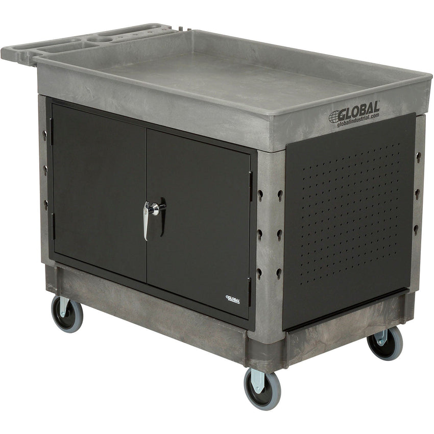Global Industrial Utility Cart w/2 Tray Shelves & 5" Casters, 44"L x 25 - 1/2"W x 32 - 1/2"H (GLB - 800305) - SchoolOutlet
