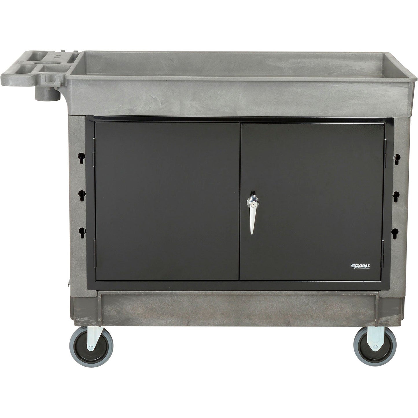 Global Industrial Utility Cart w/2 Tray Shelves & 5" Casters, 44"L x 25 - 1/2"W x 32 - 1/2"H (GLB - 800305) - SchoolOutlet