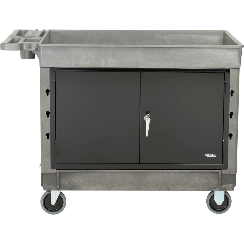 Global Industrial Utility Cart w/2 Tray Shelves & 5" Casters, 44"L x 25 - 1/2"W x 32 - 1/2"H (GLB - 800305) - SchoolOutlet