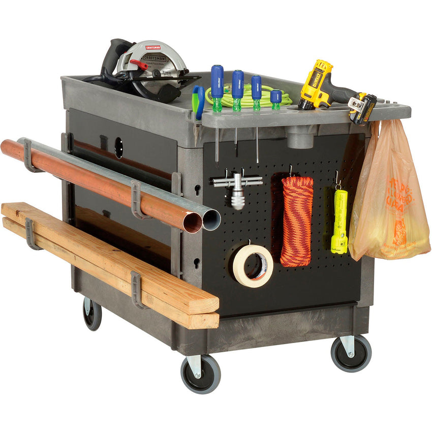 Global Industrial Utility Cart w/2 Tray Shelves & 5" Casters, 44"L x 25 - 1/2"W x 32 - 1/2"H (GLB - 800305) - SchoolOutlet
