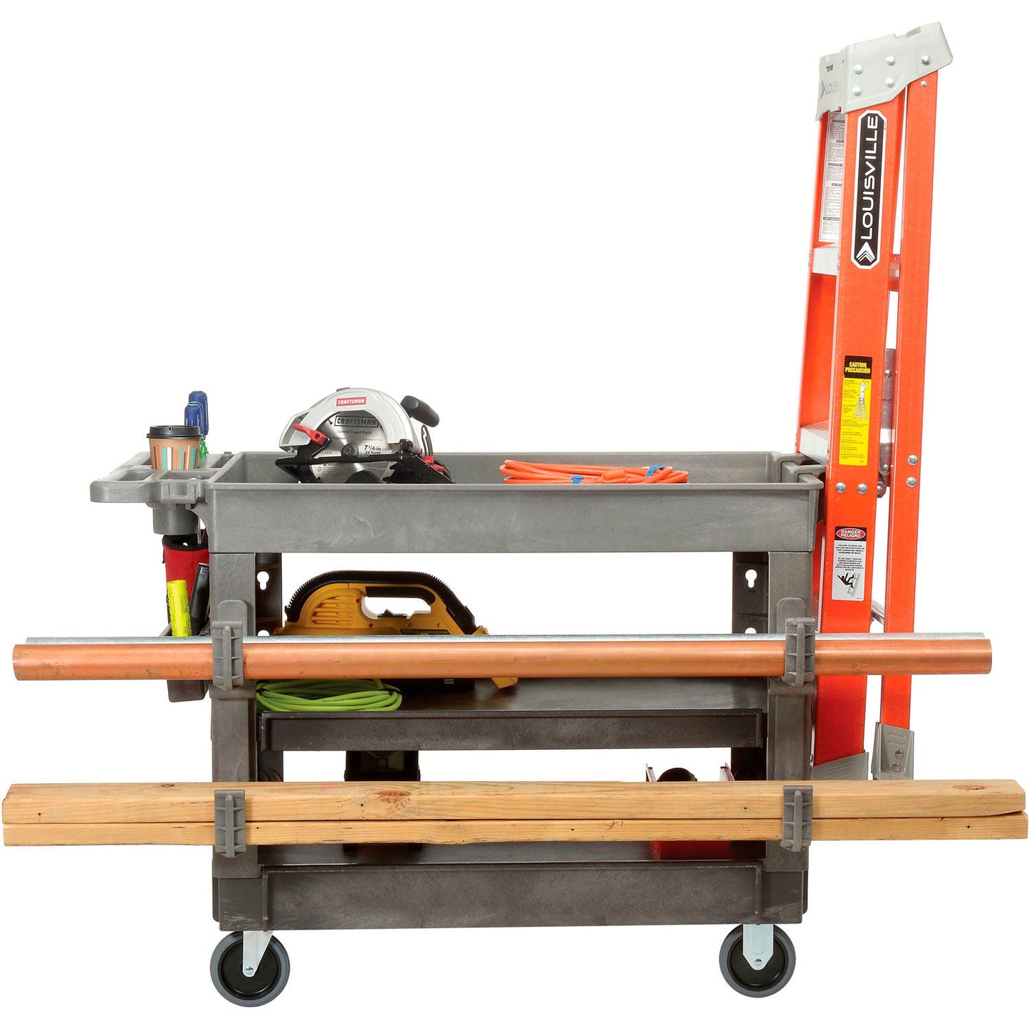 Global Industrial Tray Top Utility Cart w/3 Shelves, 44"L x 25 - 1/2"W x 32 - 1/2"H, Gray (GLB - 800307) - SchoolOutlet