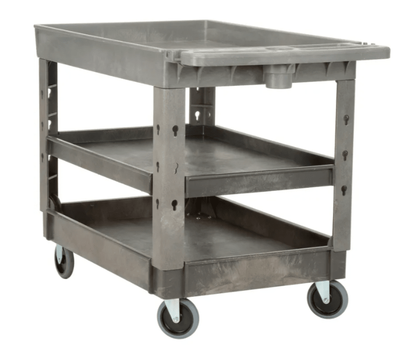 Global Industrial Tray Top Utility Cart w/3 Shelves, 44"L x 25 - 1/2"W x 32 - 1/2"H, Gray (GLB - 800307) - SchoolOutlet