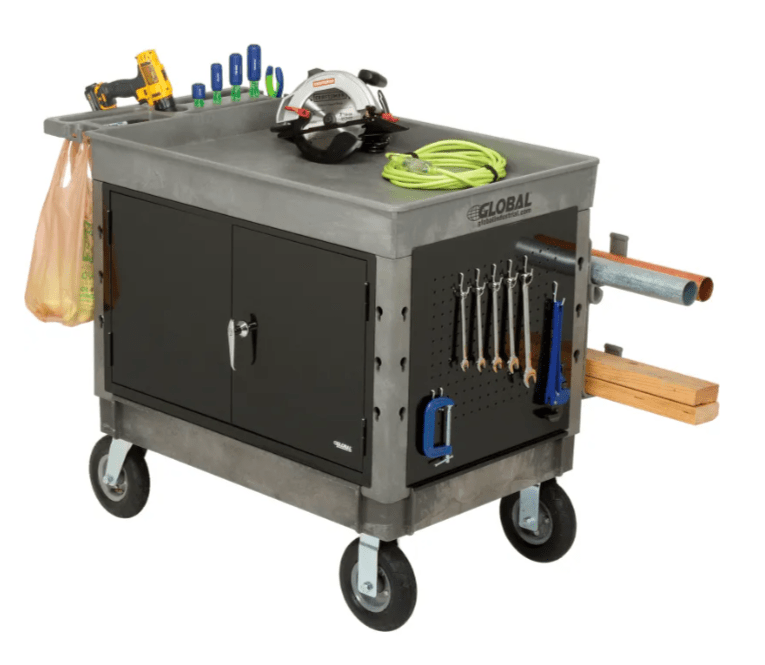 Global Industrial Utility Cart w/2 Tray Shelves & 8" Casters, 44"L x 25 - 1/2"W x 32 - 1/2"H (GLB - 800326) - SchoolOutlet