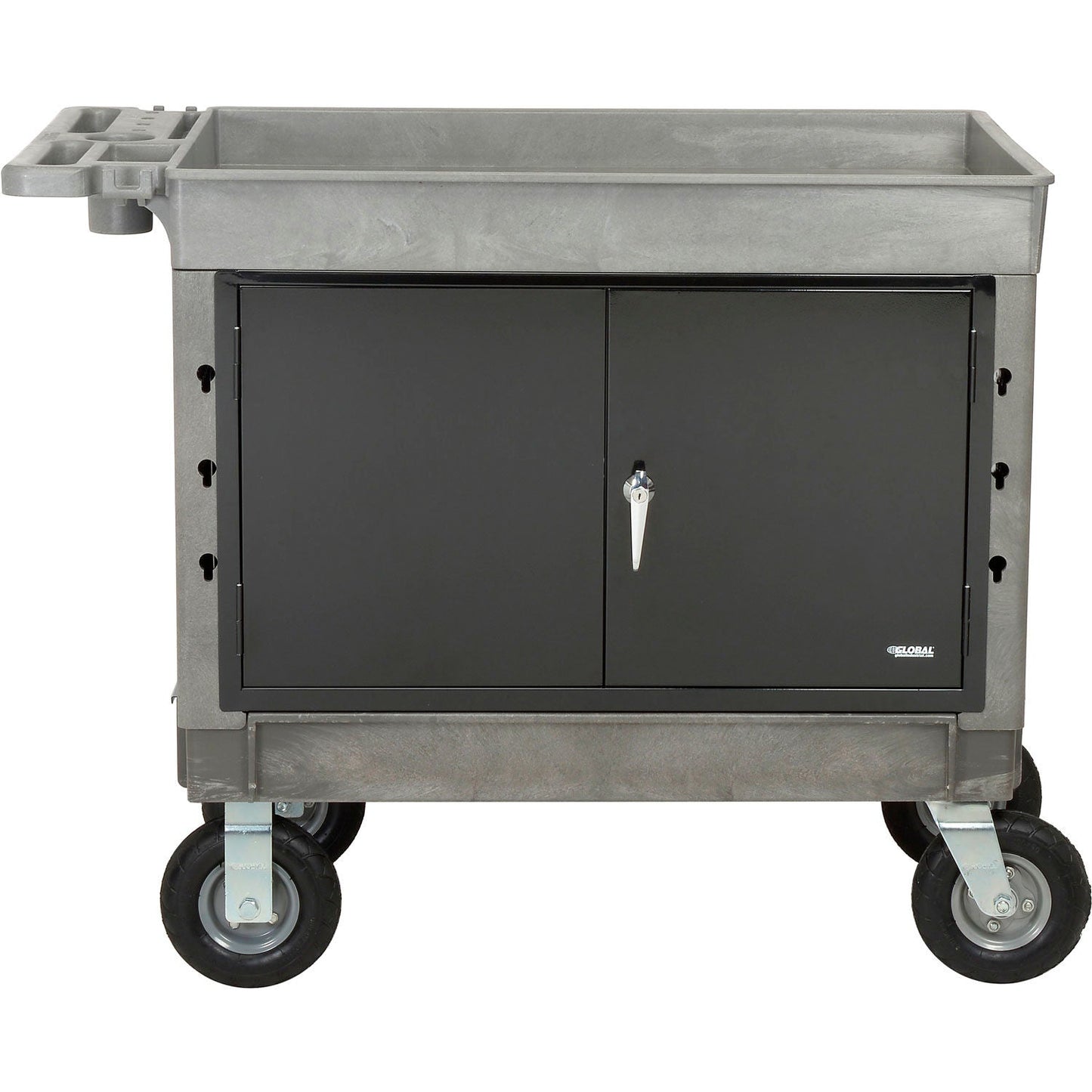Global Industrial Utility Cart w/2 Tray Shelves & 8" Casters, 44"L x 25 - 1/2"W x 32 - 1/2"H (GLB - 800326) - SchoolOutlet