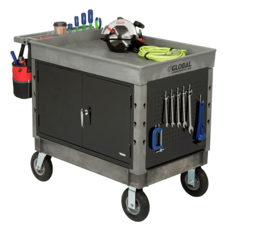 Global Industrial Utility Cart w/2 Tray Shelves & 8" Casters, 44"L x 25 - 1/2"W x 32 - 1/2"H (GLB - 800326) - SchoolOutlet