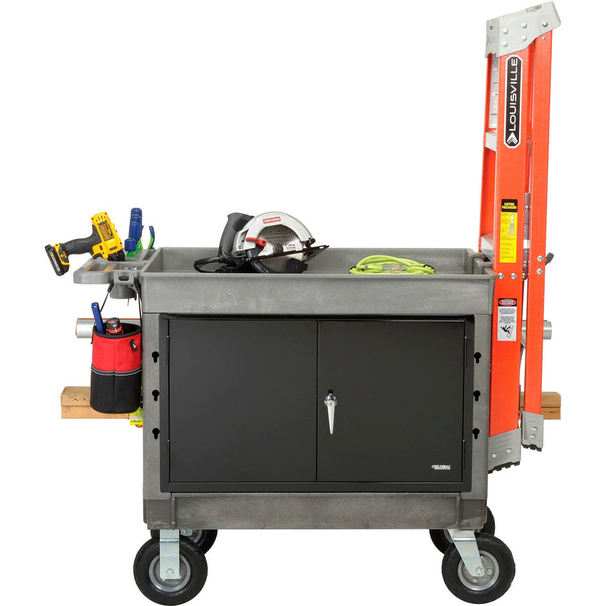 Global Industrial Utility Cart w/2 Tray Shelves & 8" Casters, 44"L x 25 - 1/2"W x 32 - 1/2"H (GLB - 800326) - SchoolOutlet