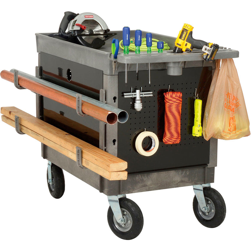 Global Industrial Utility Cart w/2 Tray Shelves & 8" Casters, 44"L x 25 - 1/2"W x 32 - 1/2"H (GLB - 800326) - SchoolOutlet