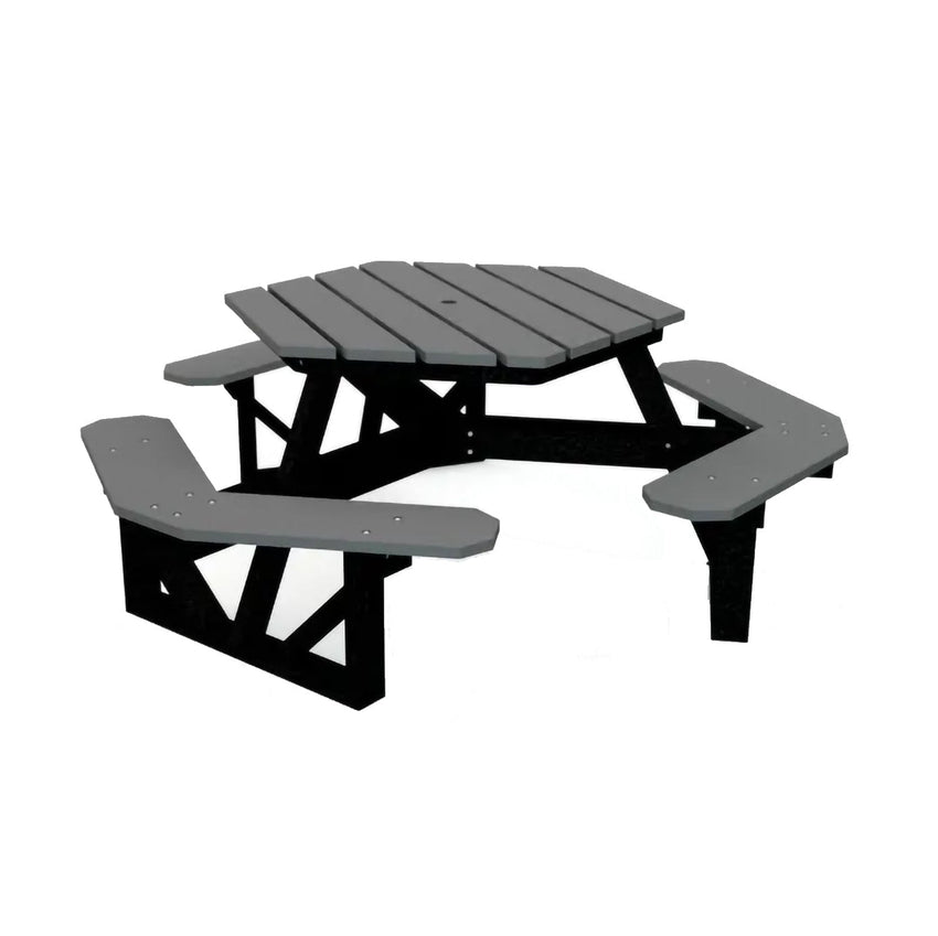 Global Industrial 6' Hexagon Picnic Table, Recycled Plastic (GLB - B2640XX) - SchoolOutlet