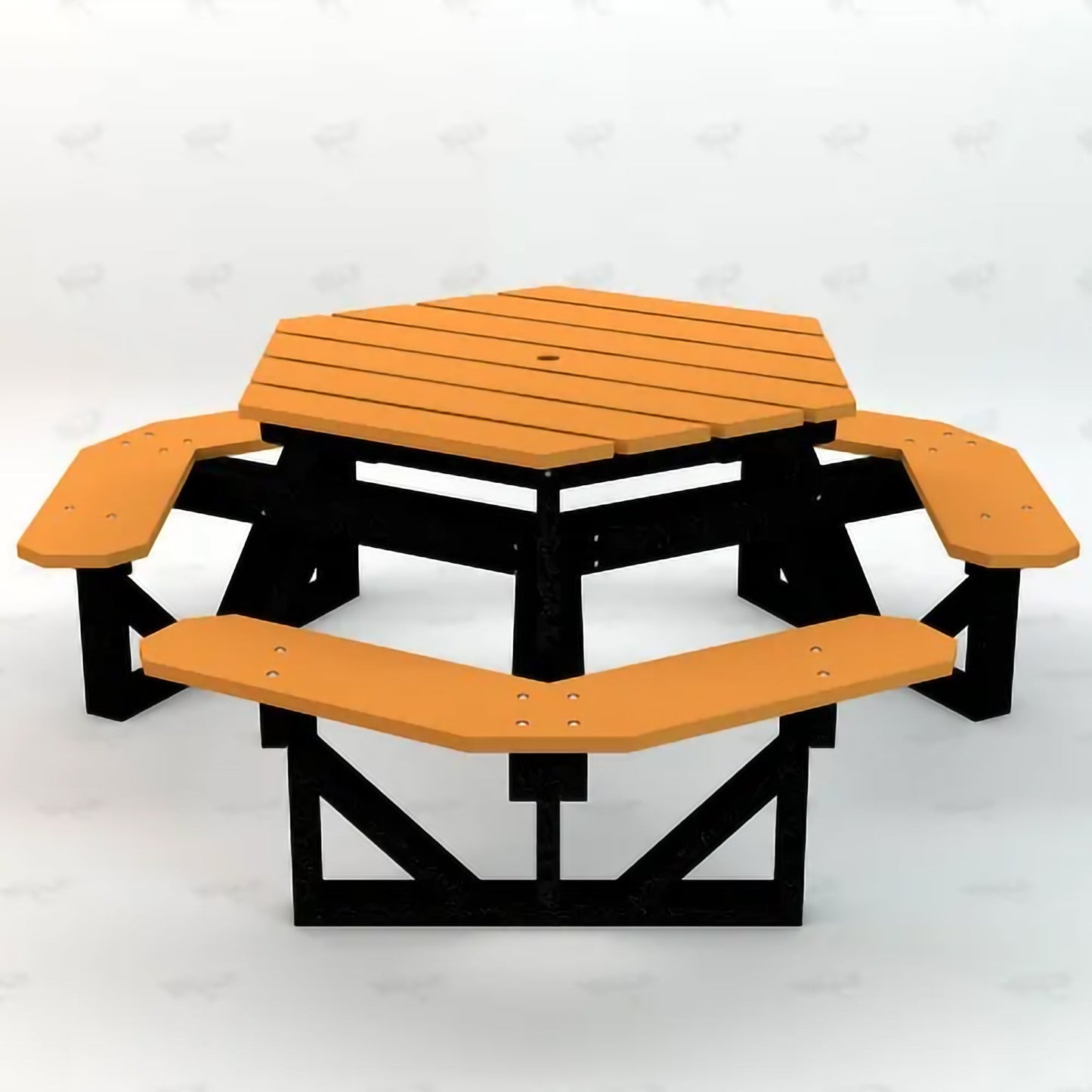 Global Industrial 6' Hexagon Picnic Table, Recycled Plastic (GLB - B2640XX) - SchoolOutlet
