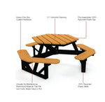 Global Industrial 6' Hexagon Picnic Table, Recycled Plastic (GLB - B2640XX) - SchoolOutlet