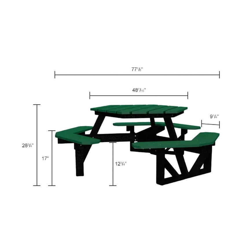Global Industrial 6' Hexagon Picnic Table, Recycled Plastic (GLB - B2640XX) - SchoolOutlet