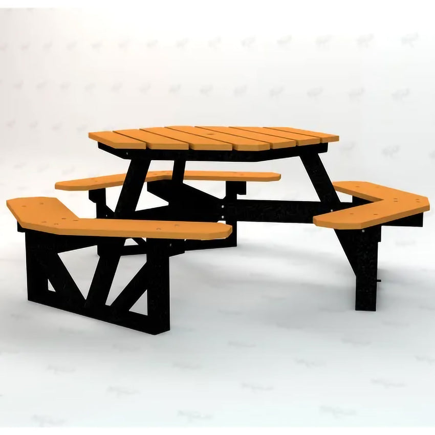 Global Industrial 6' Hexagon Picnic Table, Recycled Plastic (GLB - B2640XX) - SchoolOutlet