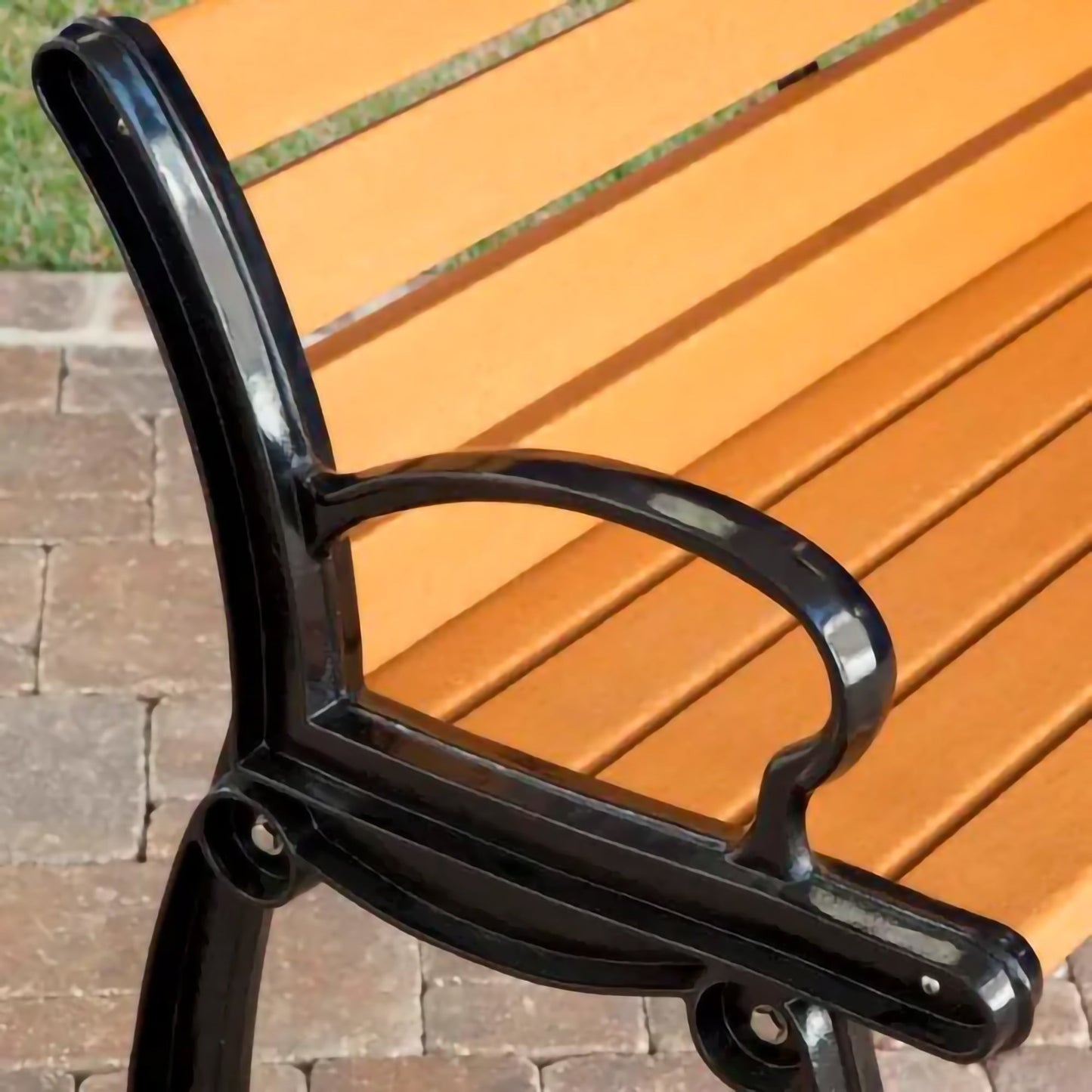Global Industrial Heritage 6' Recycled Plastic Bench with Black Frame (GLB - B264XXX) - SchoolOutlet