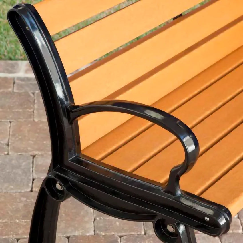 Global Industrial Heritage 6' Recycled Plastic Bench with Black Frame (GLB - B264XXX) - SchoolOutlet
