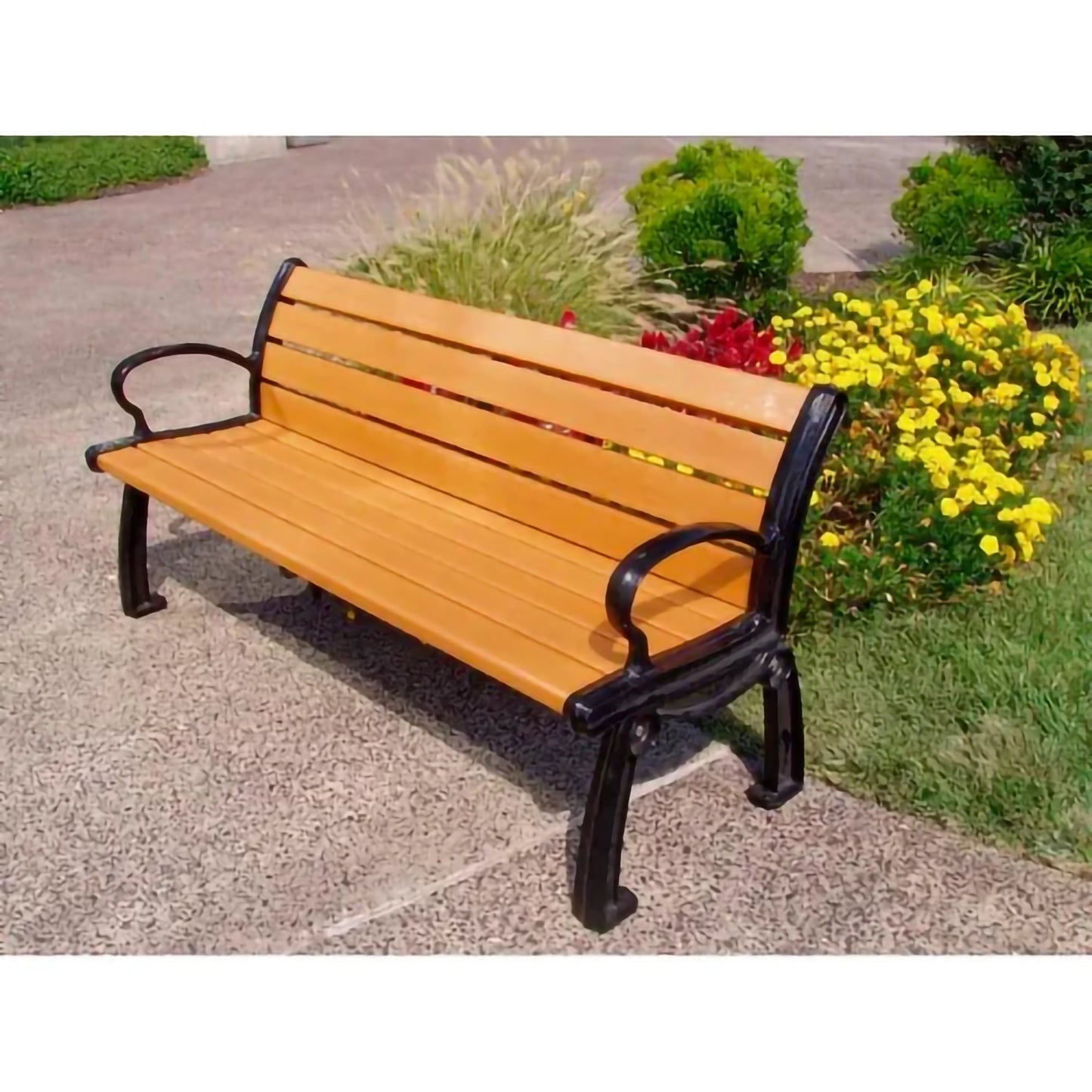 Global Industrial Heritage 6' Recycled Plastic Bench with Black Frame (GLB - B264XXX) - SchoolOutlet