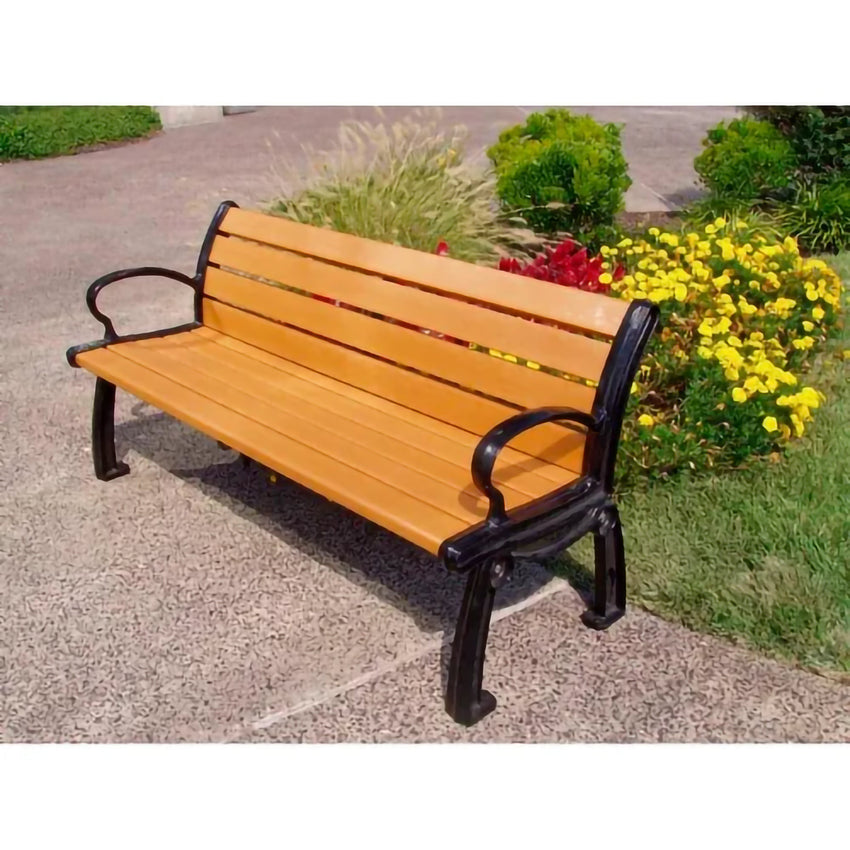 Global Industrial Heritage 6' Recycled Plastic Bench with Black Frame (GLB - B264XXX) - SchoolOutlet