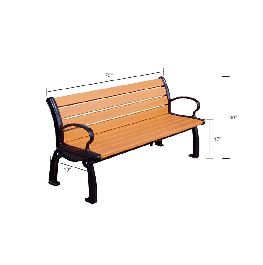 Global Industrial Heritage 6' Recycled Plastic Bench with Black Frame (GLB - B264XXX) - SchoolOutlet