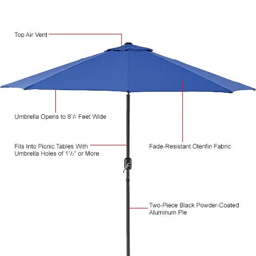 Global Industrial Outdoor Market Umbrella with Tilt Mechanism 102"W x 94"H (GLB-WB-UMBRELLA) - SchoolOutlet