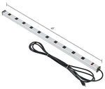 Global Industrial Aluminum Power Strip - 10 Outlets & 15A/120V, 15' Cord, Silver, 48