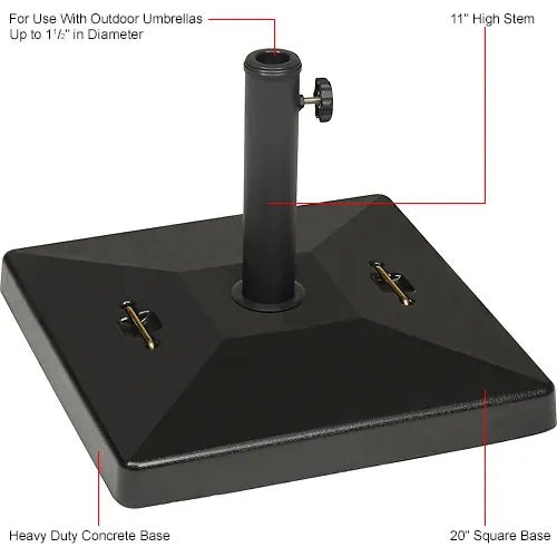 Global Industrial Concrete Umbrella Base Square 20"W x 20"D - Black (GLB-WB695475) - SchoolOutlet